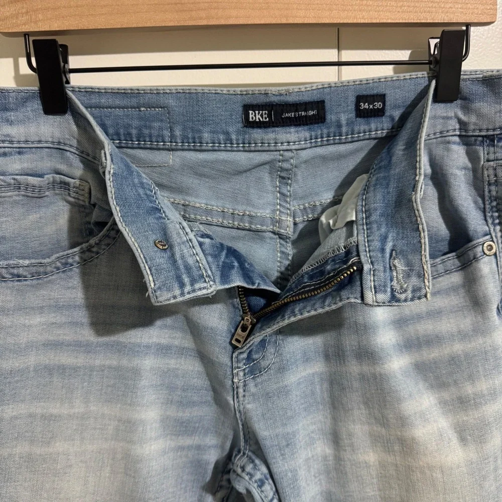 BKE Jake Straight Jeans Mens 34x30 Light Wash Coolmax Stretch ABS16387